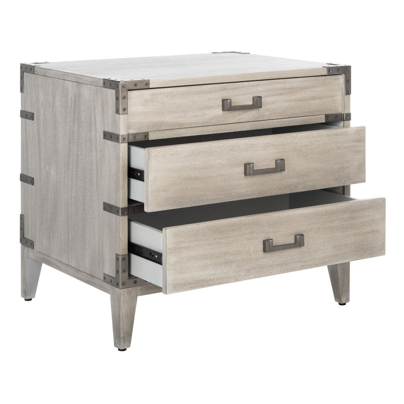 Table de chevet 3 tiroirs Lauretta, Beige