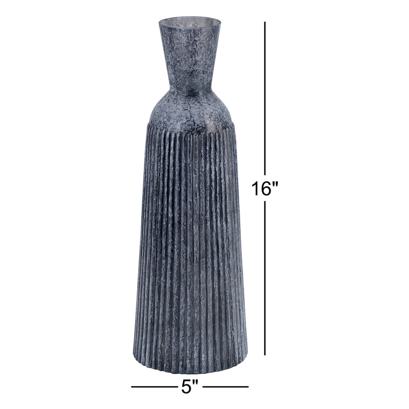 Grooved Glass Vase, 16" H x 5" W x 5" D
