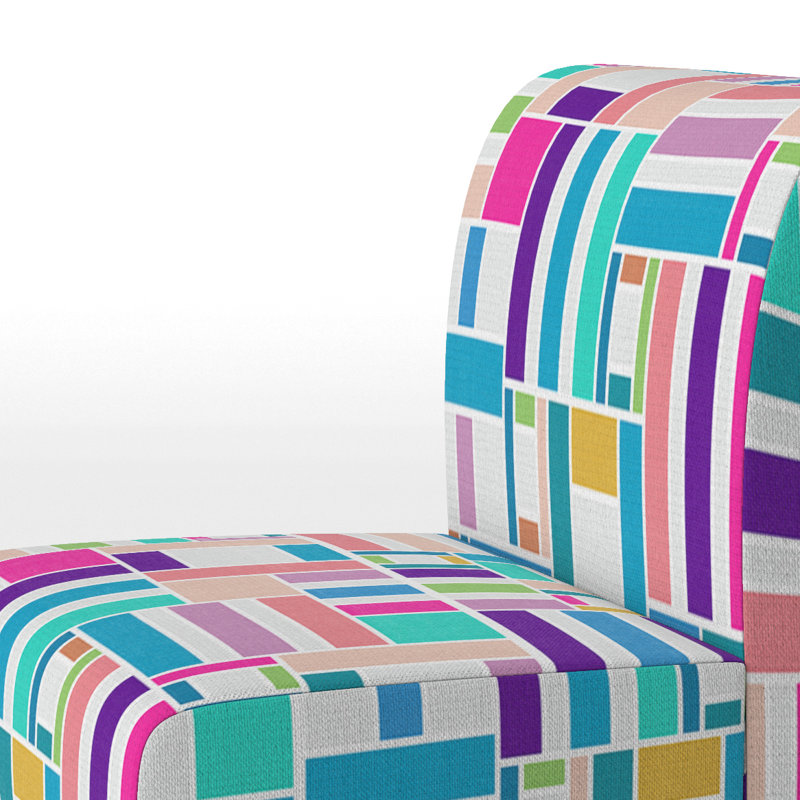 Fauteuil de chambre rembourré multicolore à motif géométrique tendance