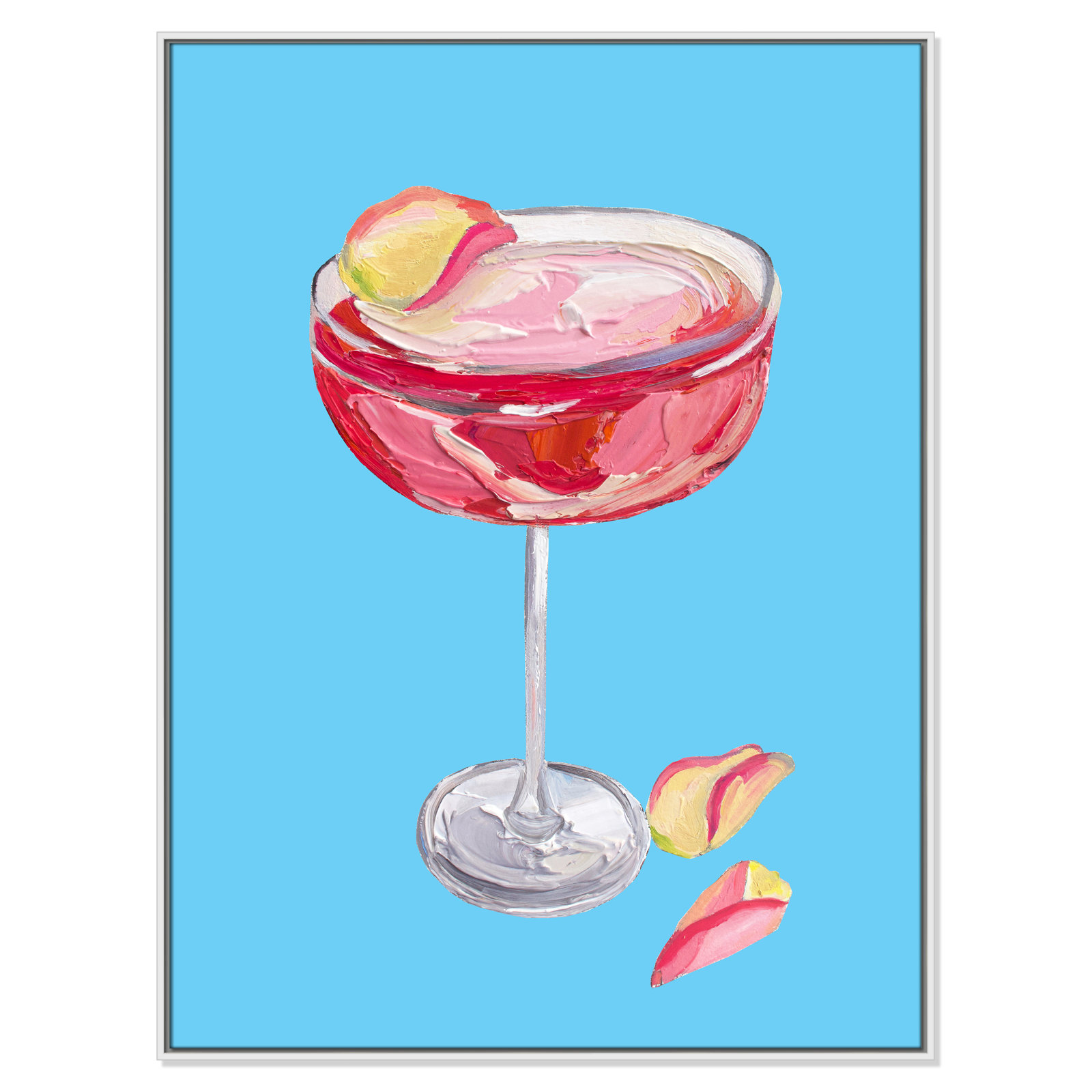 Sparkling Rose Gin Cocktail Print by Straker, 49.5" H x 37.5" W, White Floater