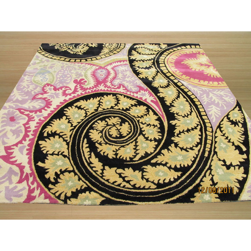 Tapis rond en laine touffeté à la main opulent Nina, Rond 7 pi 9 po