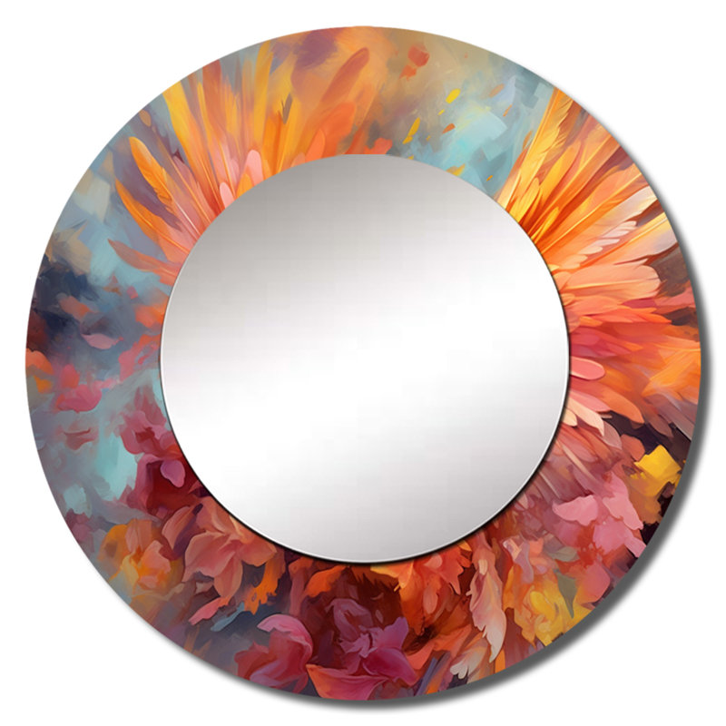 Ryyan Tropical Parrot I - miroir mural décoratif perroquet, grand miroir rond moderne, impression d'art en métal