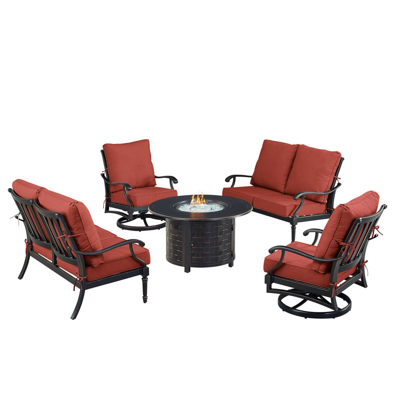 Pailyn Outdoor 6 - Piece Conversation Set, Red