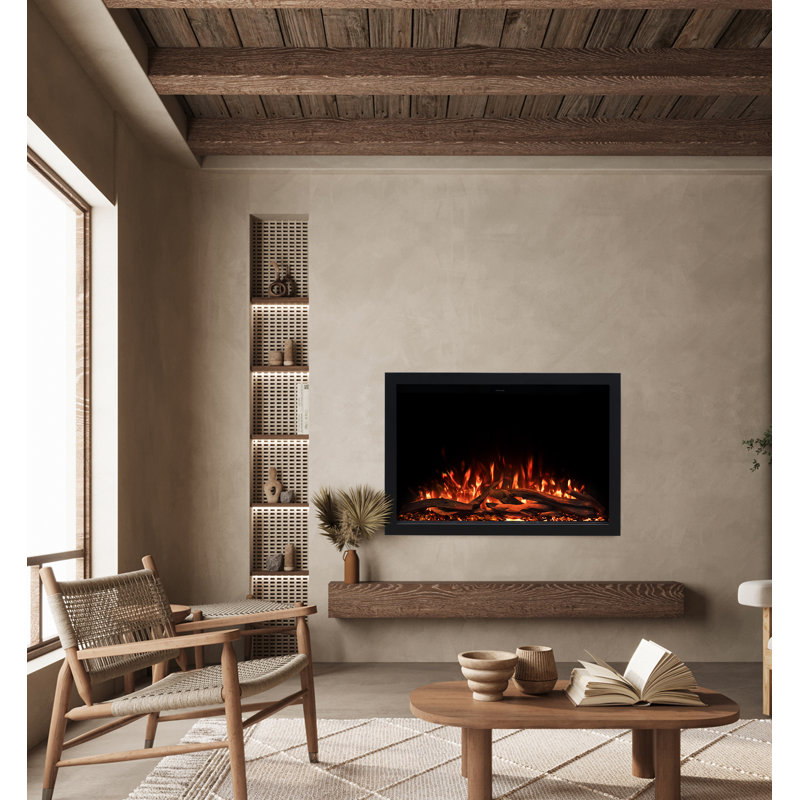 Highmark 38" Traditional Electric Fireplace Insert Heater, Wi-Fi, Google & Alexa Compatible, Logs & Crystals, 38" W