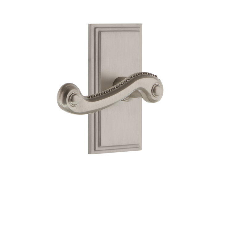 Grandeur Carré Plate Single Dummy with Newport Lever, Satin Nickel, Right Handed