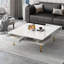 Table basse carrée ultra brillante avec 4 pieds dorés et 2 petits tiroirs, table centrale carrée à 2 niveaux pour le salon, blanc