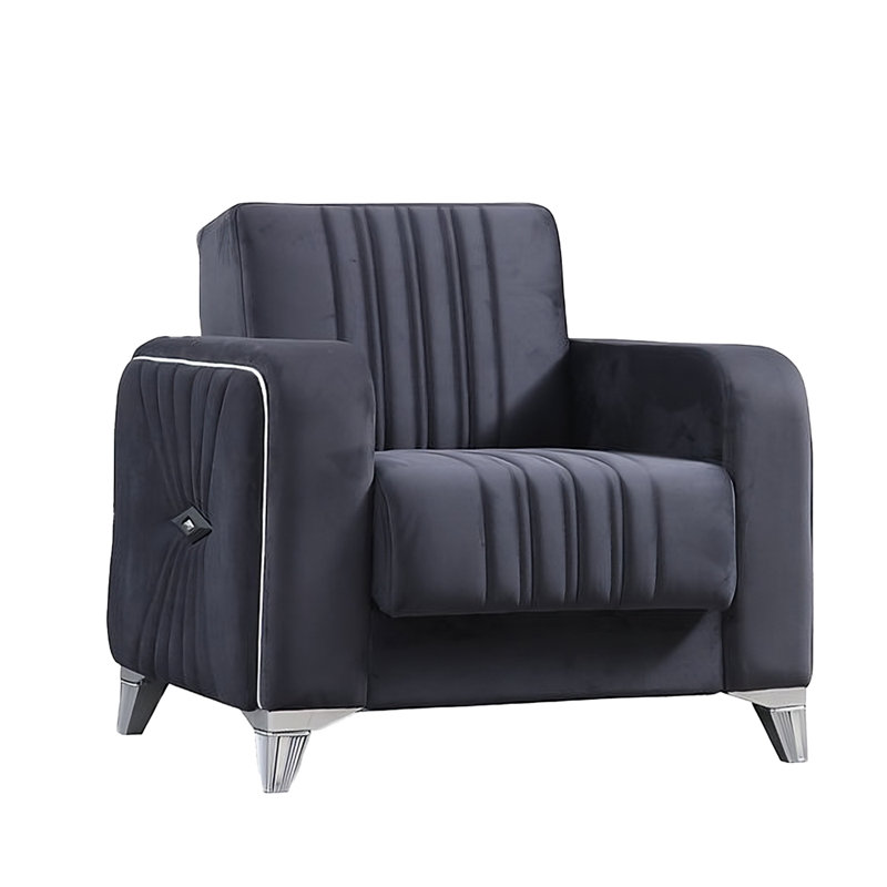 Fauteuil Levante, Velours gris foncé