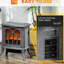 Foyer autoportant de 17 po, gris, flamme et bûches réalistes, 750 W / 1 500 W, protection contre la surchauffe, chauffage électrique gris confortable