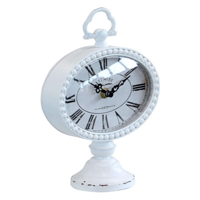 Metal Electric Alarm Tabletop Clock in White