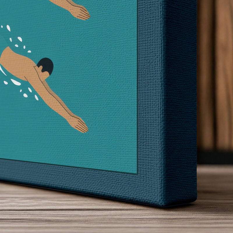 Flight in Formation Modern - Wrapped Canvas, 24x16 - 61.0 x 40.6 cm, Teal Border