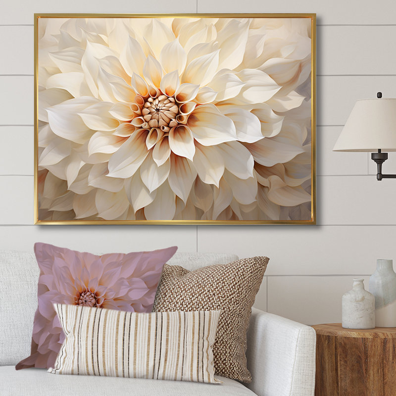 Minimalisme Dahlia I sur impression sur toile, H 12 po x l 20 po x P 1 po, Cadre flottant doré