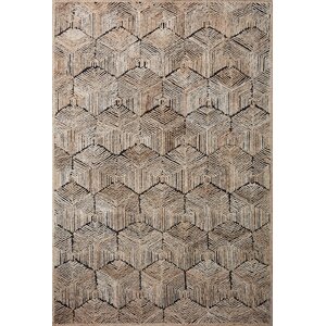 Emilianna Geometric Handmade Polyester Brown Area Rug. 8‘,6“×12 ft.