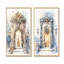 Porte de guirlande de Noël en hiver I - ensemble de 2 reproductions d'art sur toile-102583367-102583363