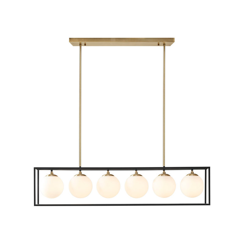 Lustre linéaire en verre givré 6 lumières