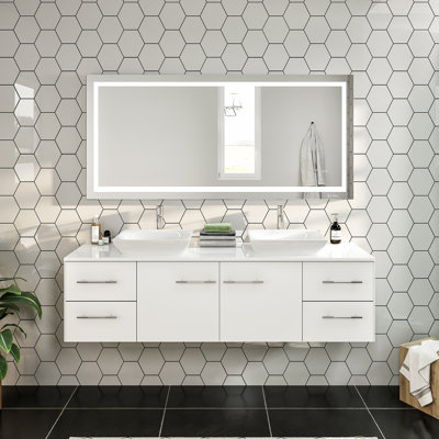 Ensemble de meuble-lavabo double mural 60 po Juarez