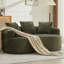 Causeuse courbée, petit canapé en chenille avec 3 coussins, canapé profond pour appartement, salon, aucun assemblage requis-64408604