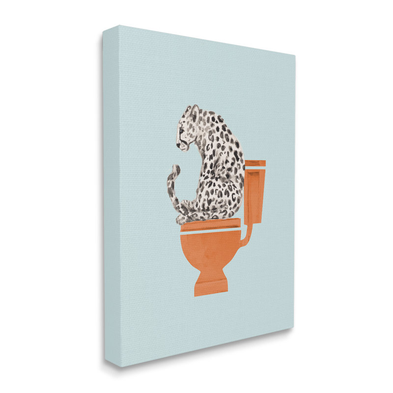 «Stupell Industries Cheetah on Bathroom Bathroom», art mural par Lanie Loreth, H 48 po x l 36 po x P 1,5 po