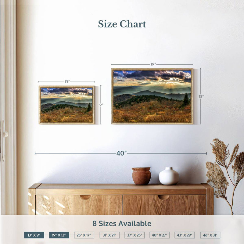 Parc national des Great Smoky Mountains, 19 po x 13 po, Cadre flottant en bois naturel