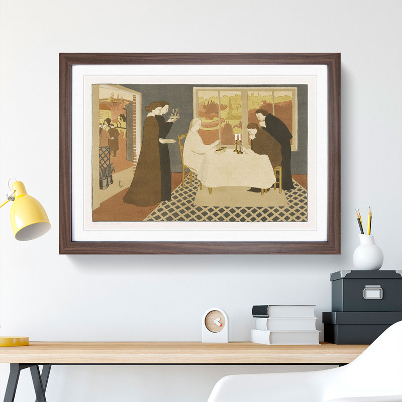 The Pilgrims of Emmaus by Maurice Denis - Picture Frame Painting, 27cm H x 36cm W x 2cm D, Walnut Framed