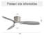 Ventilateur de plafond intelligent de 52 pouces avec lumière, ventilateur de plafond encastré avec télécommande, 3 pales en ABS gris, lumière à intensité variable de 18 W