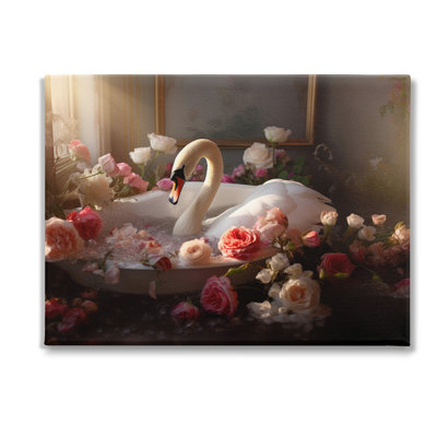 "Swan And Bathroom Roses" par Lazar Studio sur toile