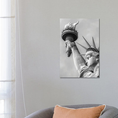 New York City Monochrome Statue Of Liberty by Melanie Viola - Print on Canvas
