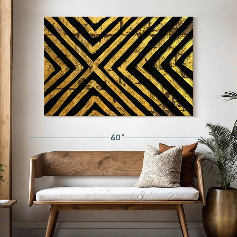 Avery Gold Geometric Lines, 34" H x 51" W