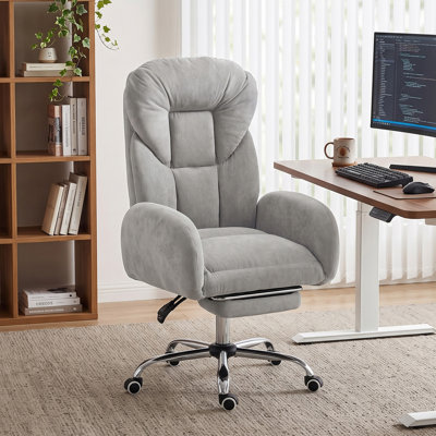 Chaise de bureau à jambes croisées avec repose-pieds, gris pâle