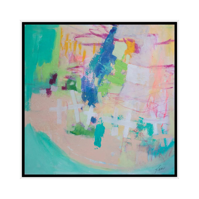 Birthday Cake On My Face by Kerri McCabe - Painting on Canvas, White Framed, 66.04 cm H x 66.04 cm W