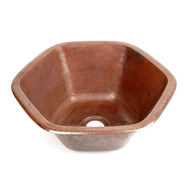 17'' L Single Bowl Copper Kitchen Sink, Dark Smoke Copper