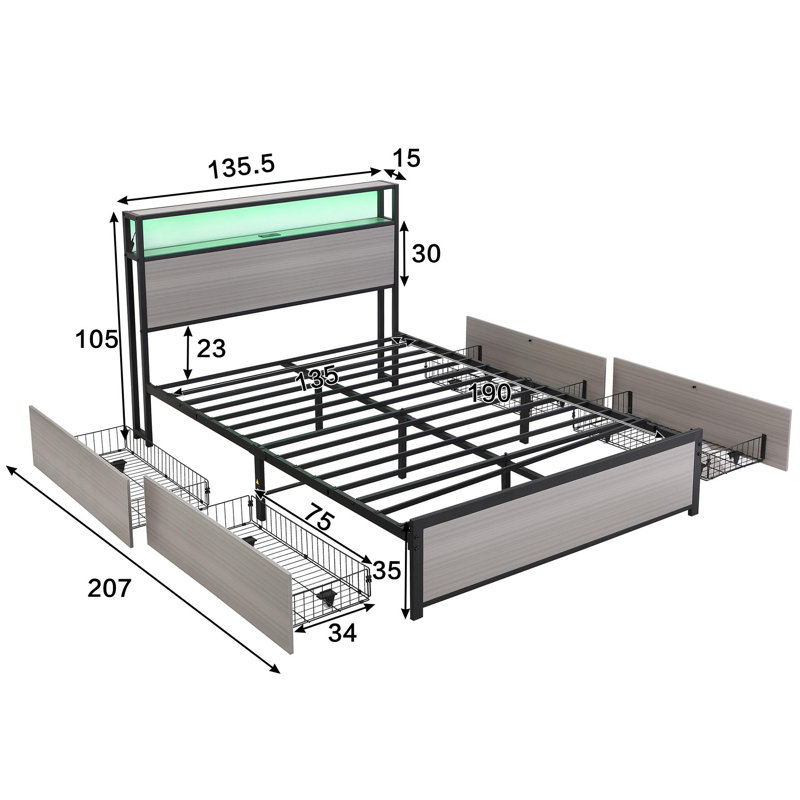 Cicley Storage Bed, Double (4'6)