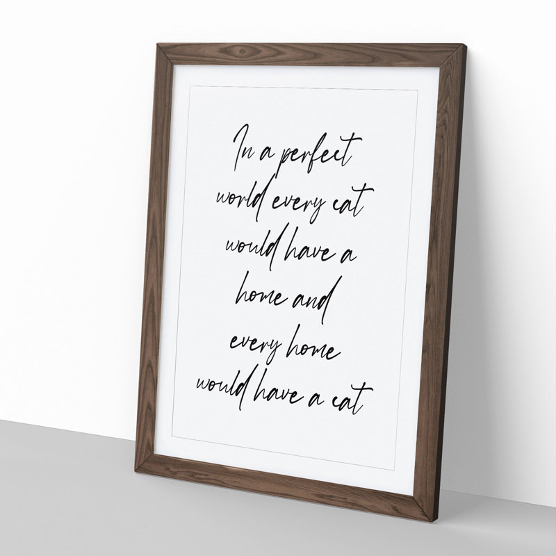 Cat - Picture Frame Typography, 65cm H x 48cm W x 2cm D, Walnut Framed