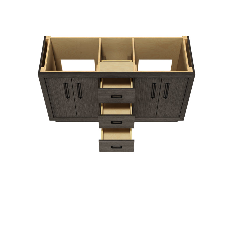 Avalon Double Bath Vanity, 60", Gray Weathered, Matte Black