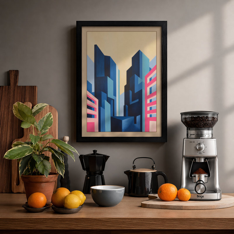 City Geometry Modern - Framed Print, A1 - 84.1 x 59.4 cm, Black