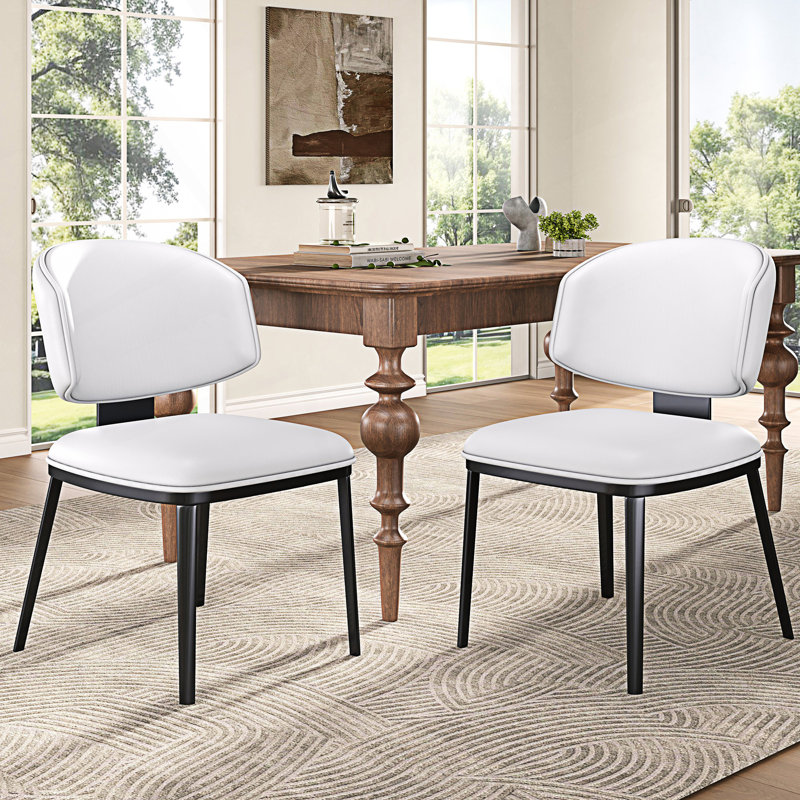 Ensemble de 2 chaises de salle à manger rembourrées et chaise d'appoint, Blanc