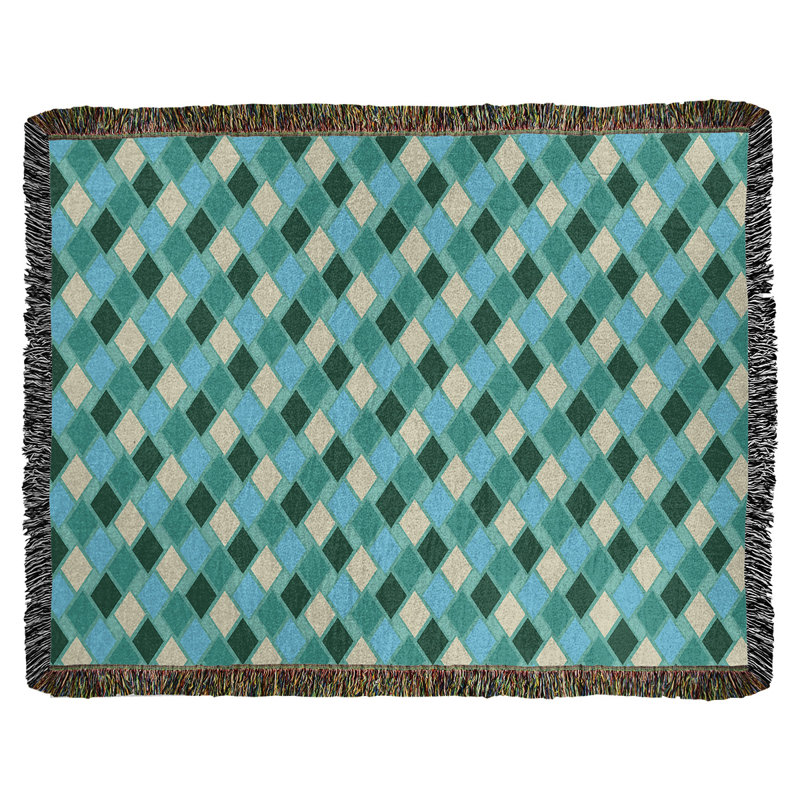 Couverture en coton Katelyn Elizabeth, l 60 po x L 80 po, Vert / Sarcelle