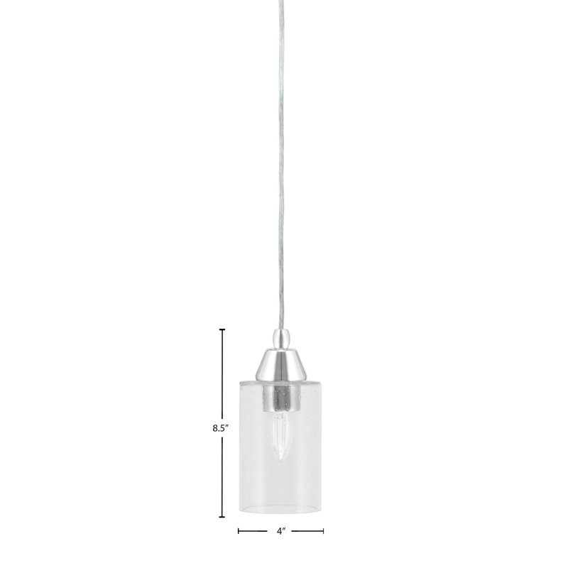 Mini-luminaire suspendu tout verre avec verre transparent de 4 po, Chrome