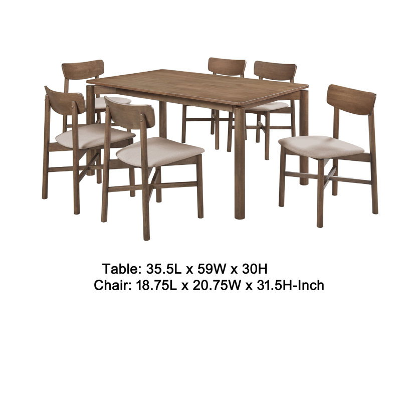 Ensemble de table de salle à manger Rida, Brun noyer naturel, 7