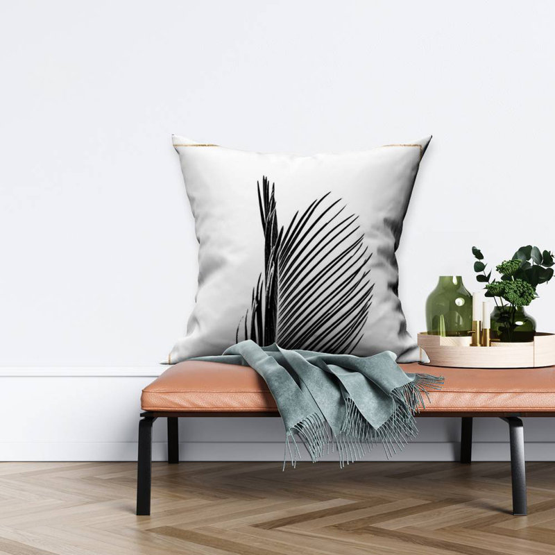 Areca Palm with Gold Line - Botanical – Throw Pillow Cover Only, Double-Sided Print, Insert Not Included