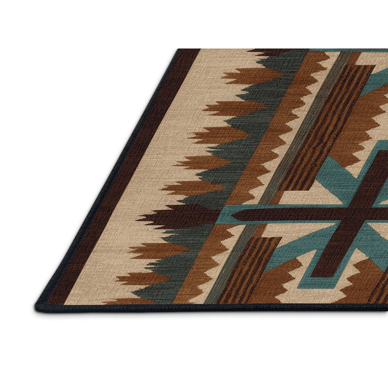Washable Cross Path Southwestern Area Rug, Round 6'