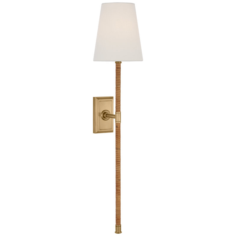 Basden 1 - Light Candle Wall Light, Antique Burnished Brass/Natural, 28.5" H x 6" W x 6.75" D
