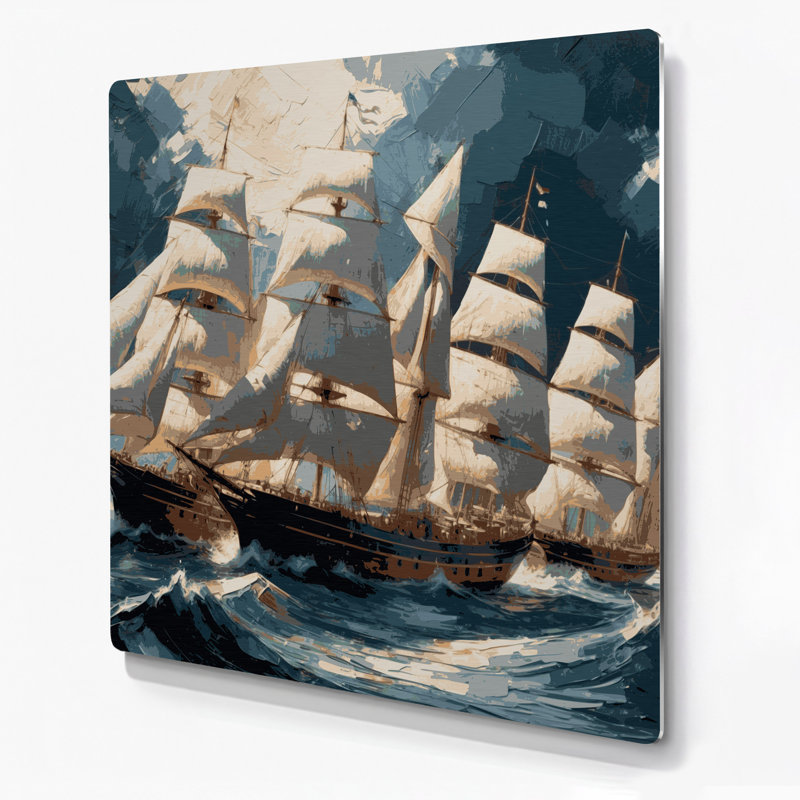 Art mural bleu nautique moderne, H 12 po x l 12 po