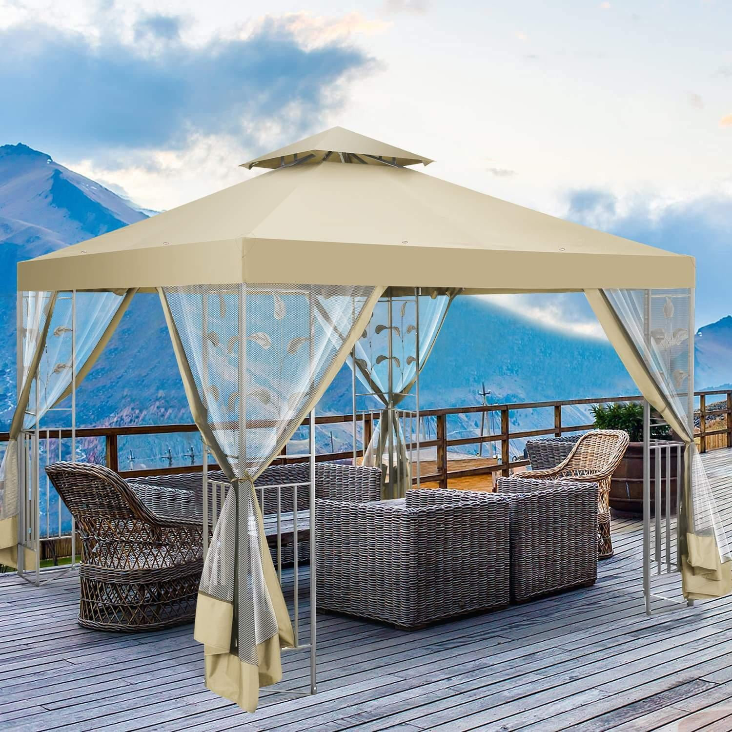 SANOPY 10x10 FT Metal Patio Gazebo, Outdoor Gazebo Canopy Tent for