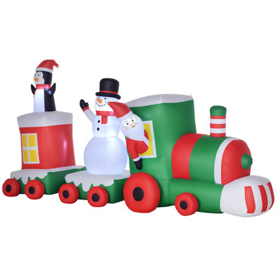 131" W LED Lighted Santa and Friends Train Inflatable 