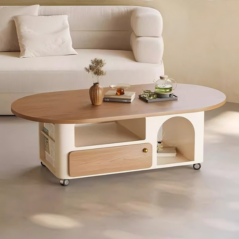Table basse en fer brun et bois manufacturé brun, H 16,54 po x L 55,12 po x l 27,56 po