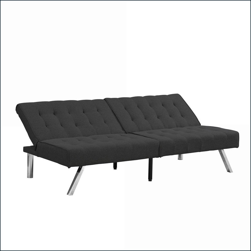 Sofa Bed Futon with Wood Frame &amp; Stainless Legs – Espresso Faux Linen | Living Room/Bedroom/Dorm | Espresso | Fabric