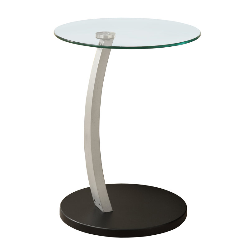 Hitchens Accent Table, C-shaped, End, Side, Snack, Living Room, Bedroom, Laminate, Black, Grey, Clear