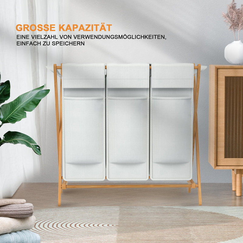 Laundry Sorter, Light Grey/Brown