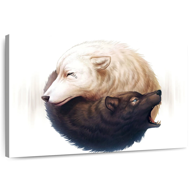 Yin And Yang Wolves, 8" H x 12" W