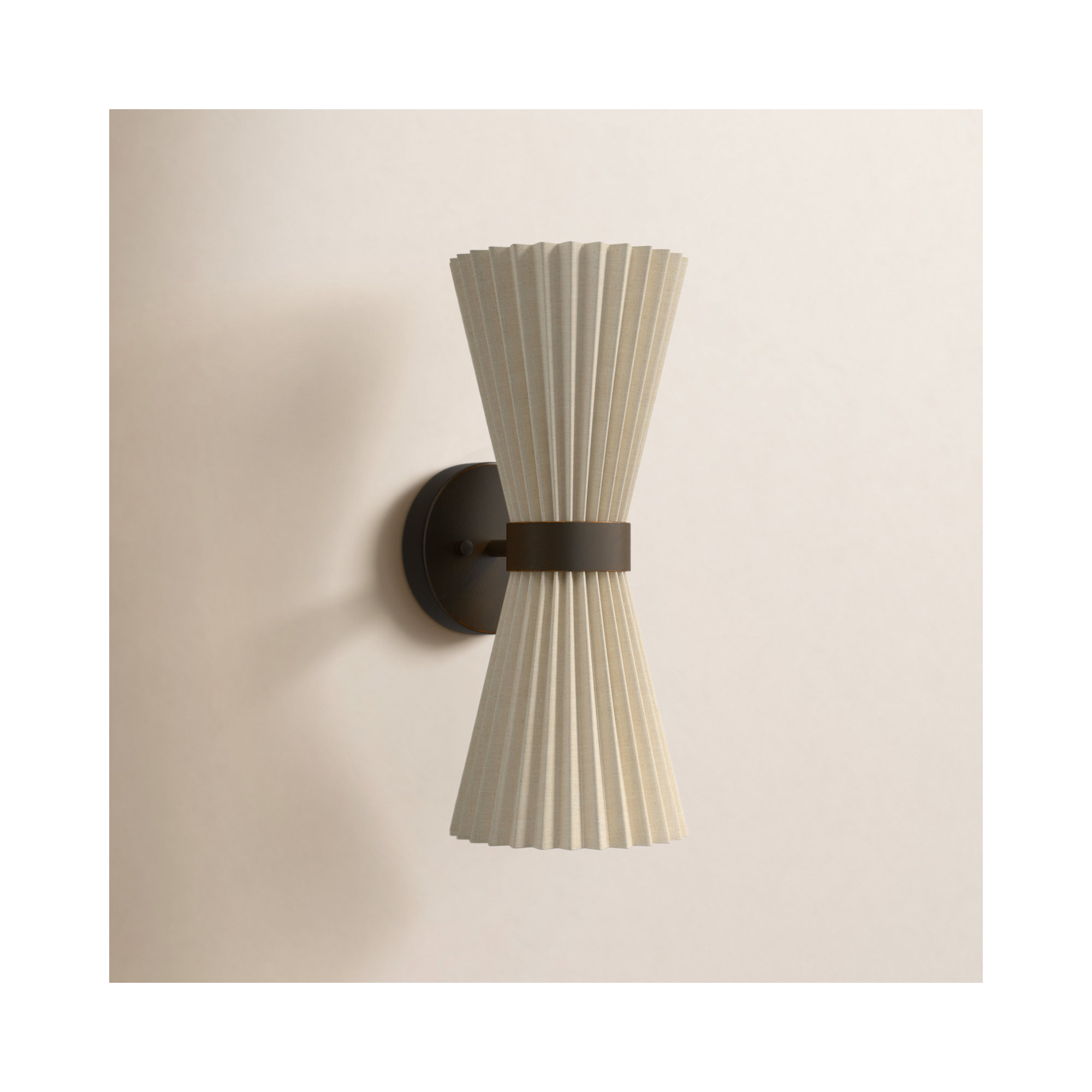 Modo 2 Light Steel Dimmable Armed Sconce, 14.57" H x 6.1" W x 6.1" D, Bronze, Natural